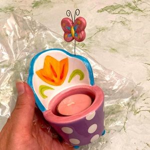 Floral and butterfly tea light holder - NO box